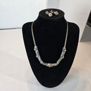 BRIGHTON Vintage Choker/Necklace With Earrings‎  Beautiful Etched Aztec Design